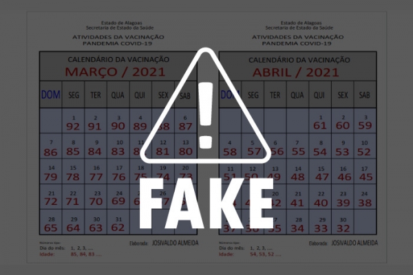 Calendário com datas de vacinação para pessoas até 32 anos é falso